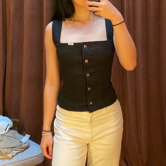 Wrangler + STAUD Trucker Denim Top - Picture 1 of 9